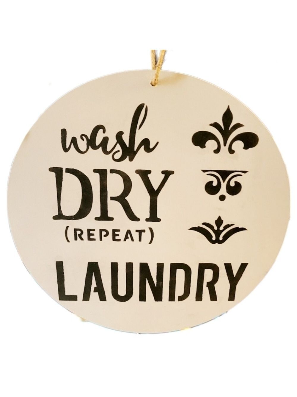 Handpainted Laundry Wash Dry Repeat Wooden Sign 12"